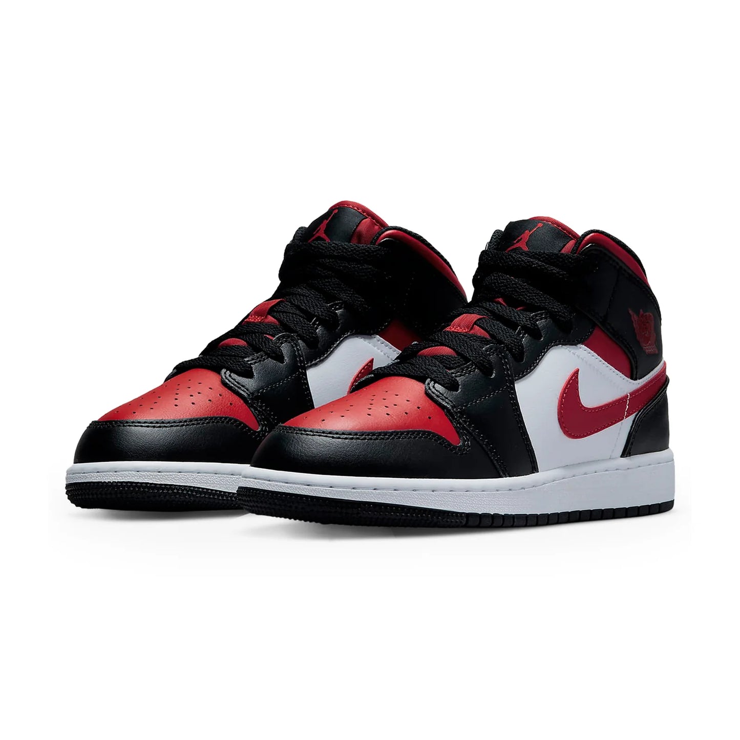 Jordan 1 Mid Black Fire Red (Bred) (GS)