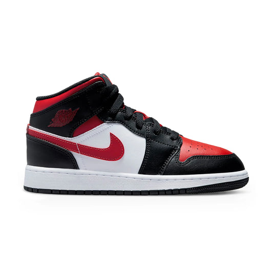 Jordan 1 Mid Black Fire Red (Bred) (GS)